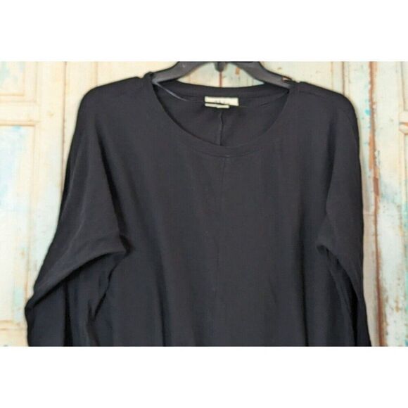 Style & Co Womens M Black T-Shirt Solid Long Sleeve Round Neck Pullover Regular - Picture 5 of 9